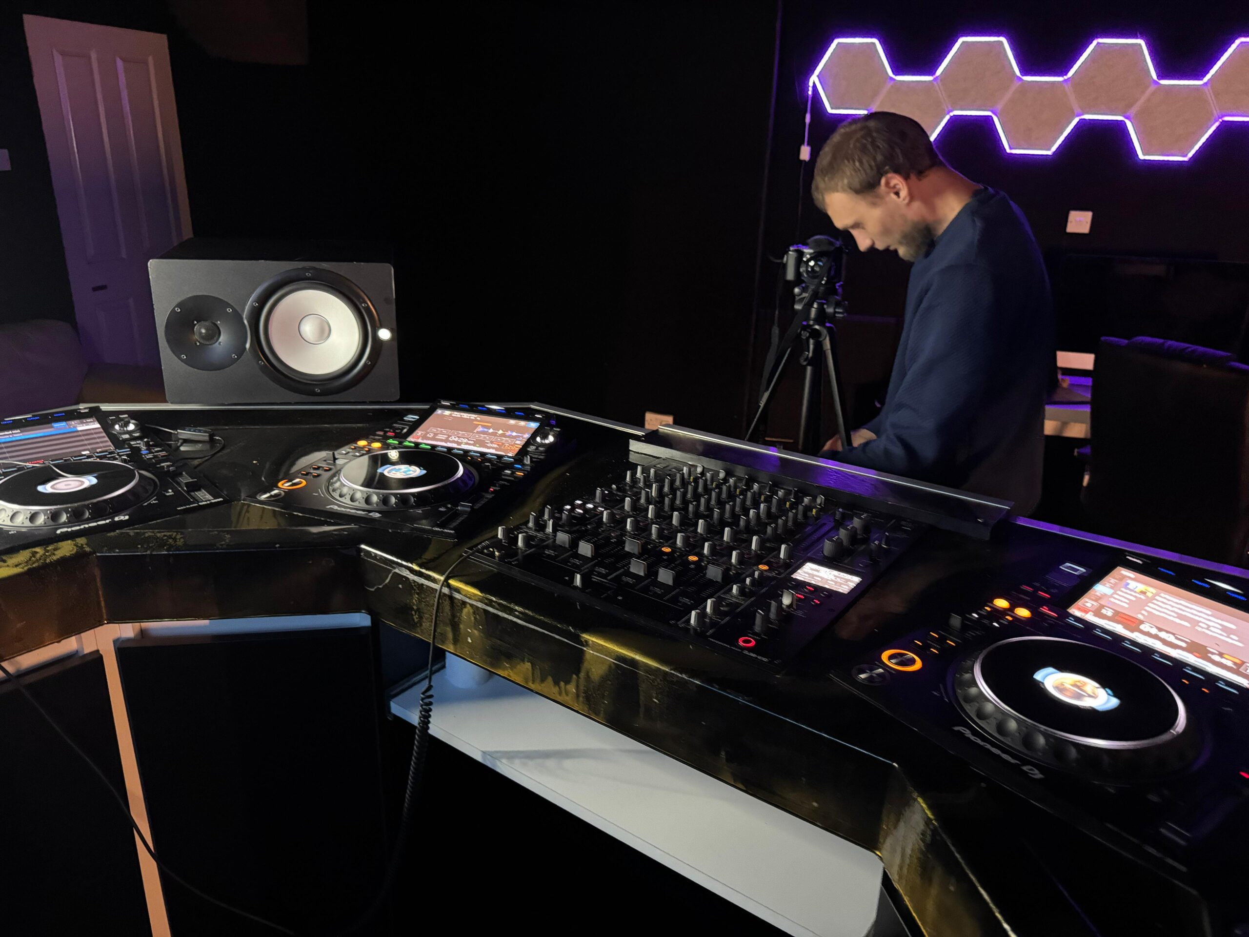 Photographer in DJ studio